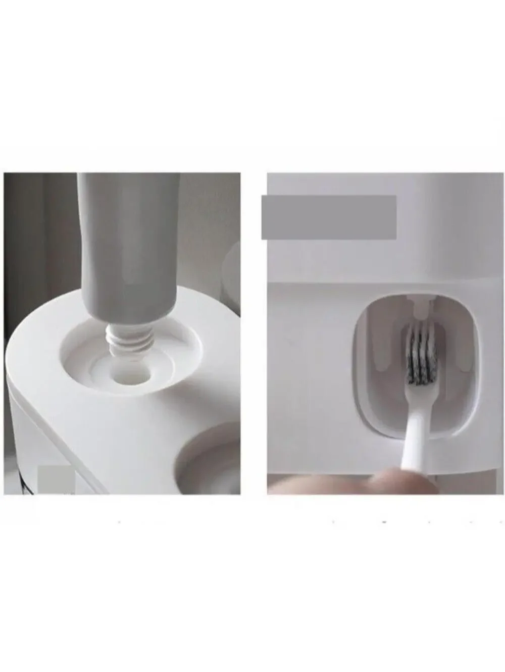 Automatic Toothpaste Dispenser Wall Mounted Modern Double Toothbrush Black White
